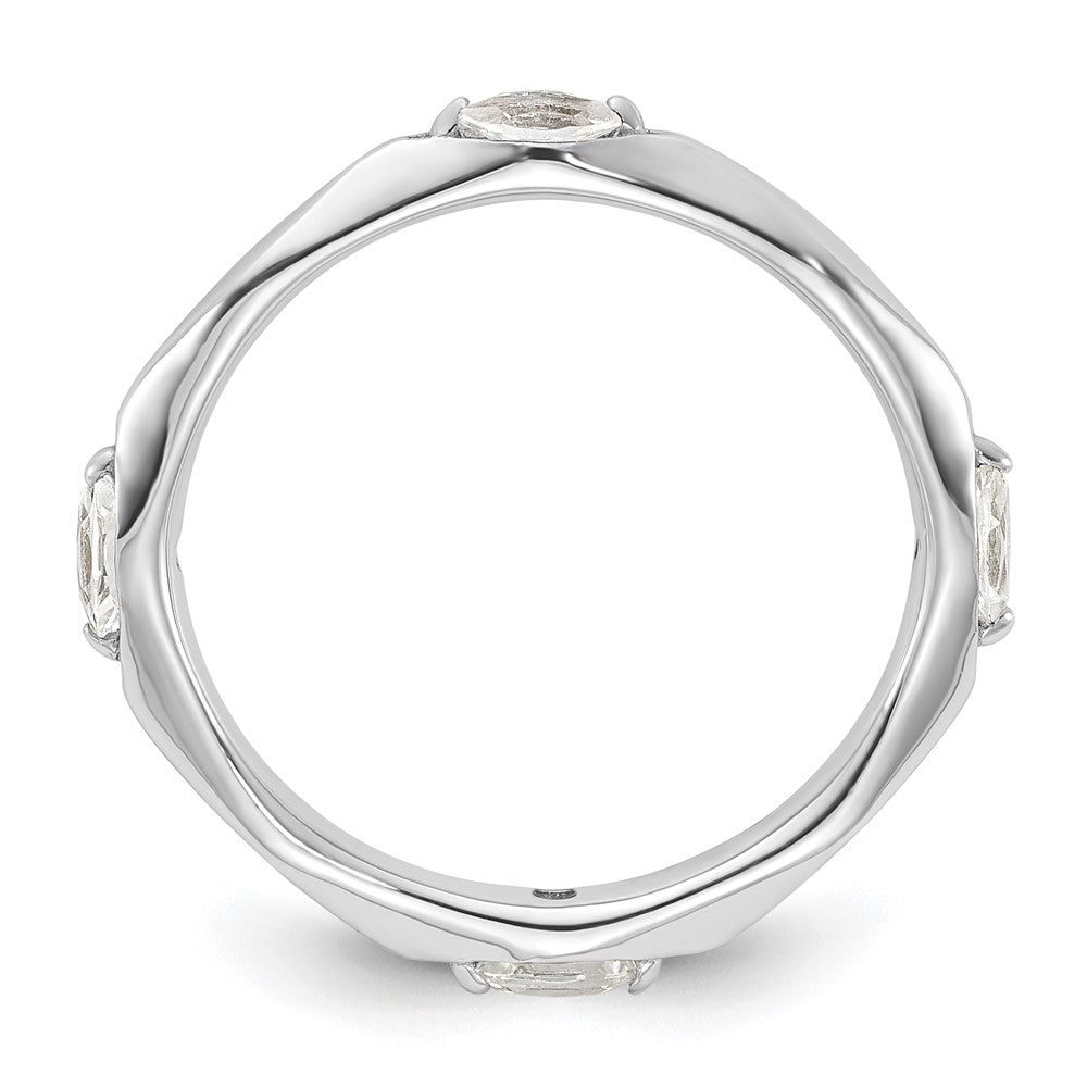Sterling Silver Stackable Expressions Rhodium-plated White Topaz Ring Size -5