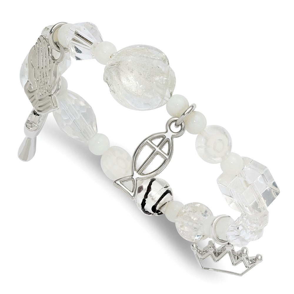 Silver-tone Stories of Faith Communion Story Stretch Bracelet