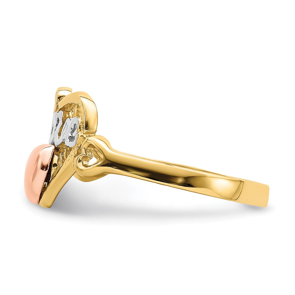 14k Yellow and Rose Gold w/Rhodium Love Heart Ring size 6