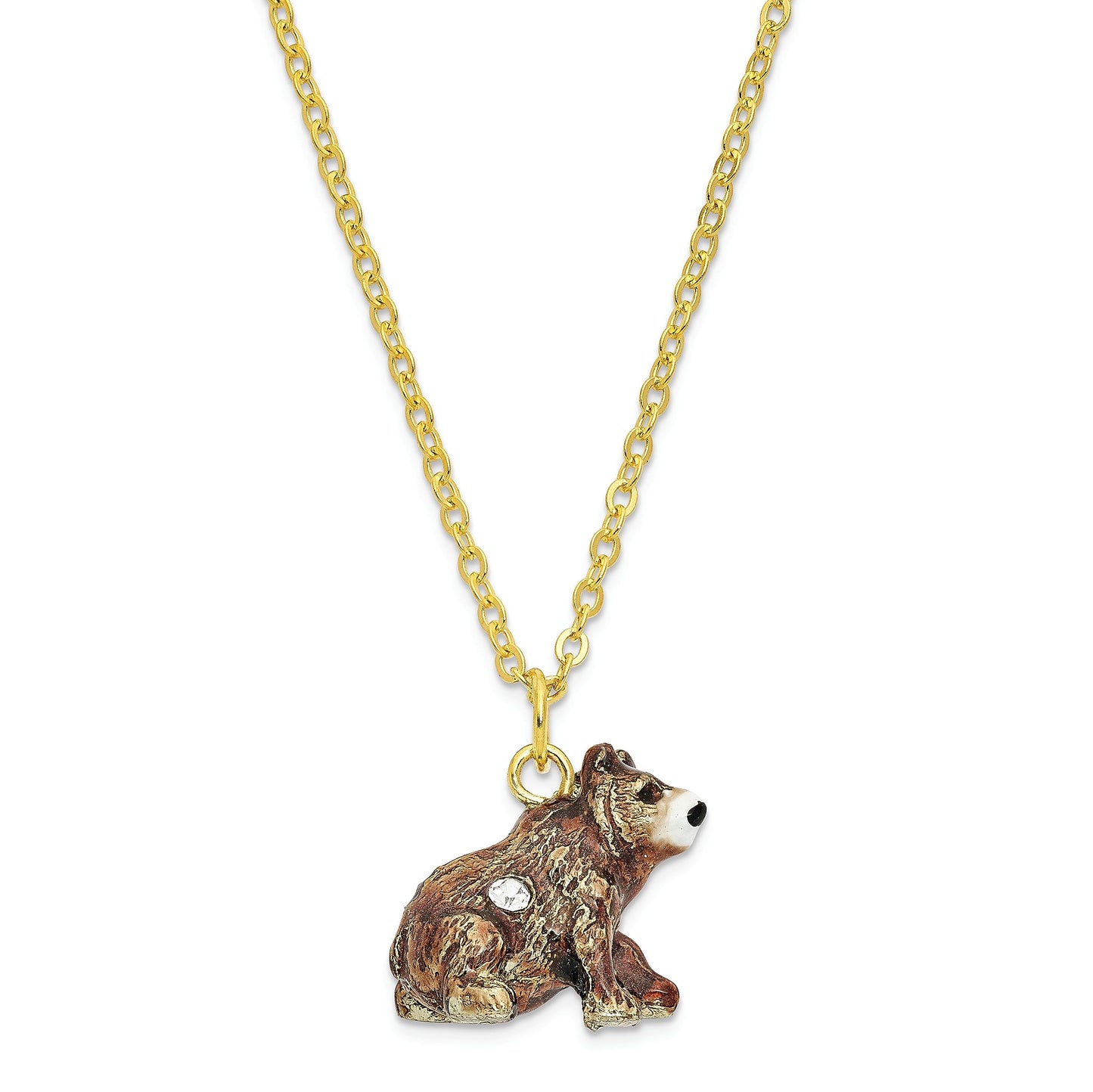 Bejeweled Kodiak Bear Trinket Box with Charm Pendant