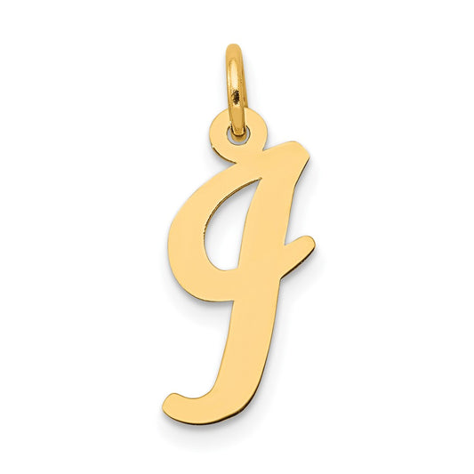 10K Medium Script Letter I Initial Charm