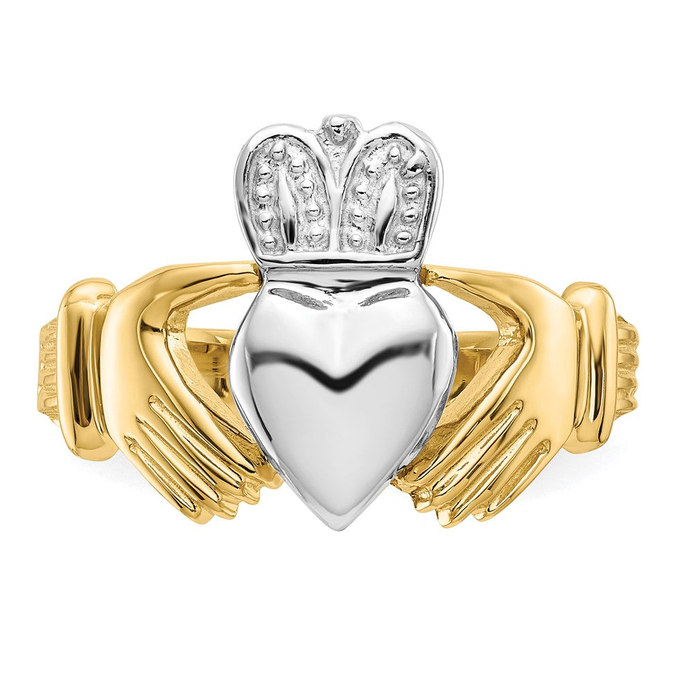 14k Mens Two-tone Claddagh Ring Size 9