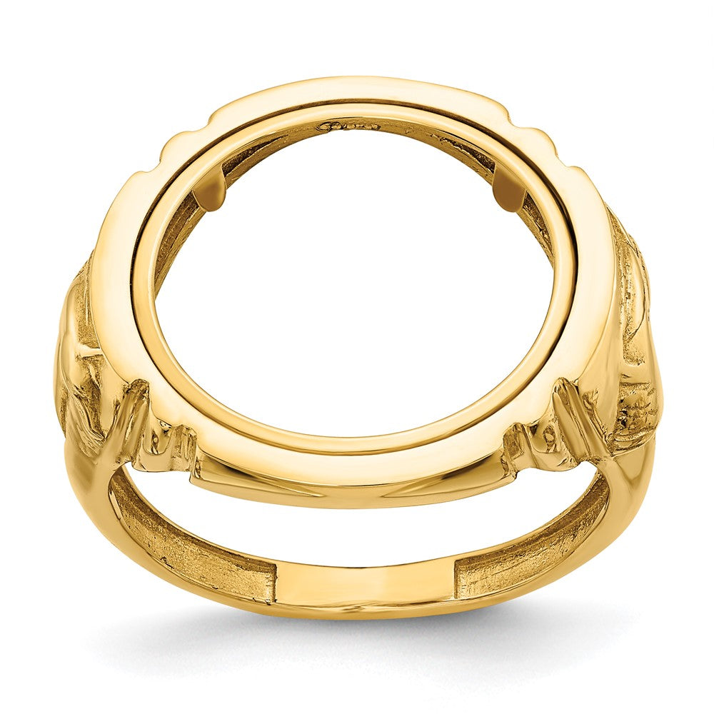 Wideband Distinguished Coin Jewelry 14k Men's Polished with Horse Sides 16.5mm Coin Bezel Ring