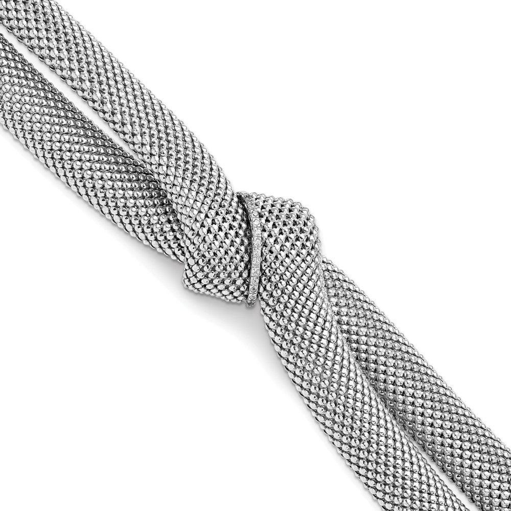 Sterling Silver Rhodium-plated CZ Knot Bracelet