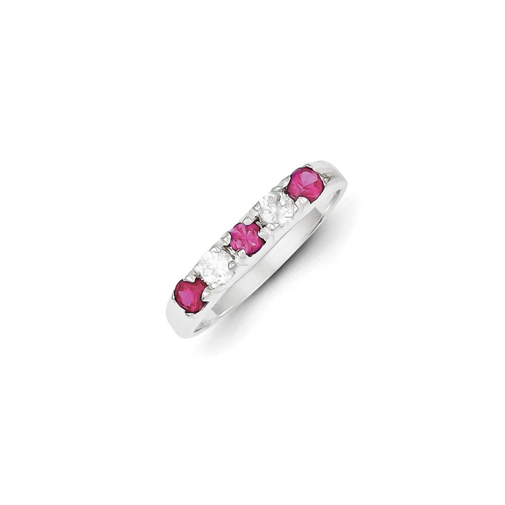 Sterling Silver Red & White CZ Ring