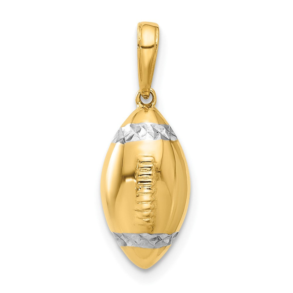 14k and White Rhodium D/C 3D Football Pendant