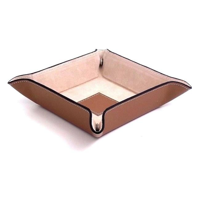 Bey-Berk International BB500M Leather Snap Valet Tray with Pig Skin Leather Lining, Taupe