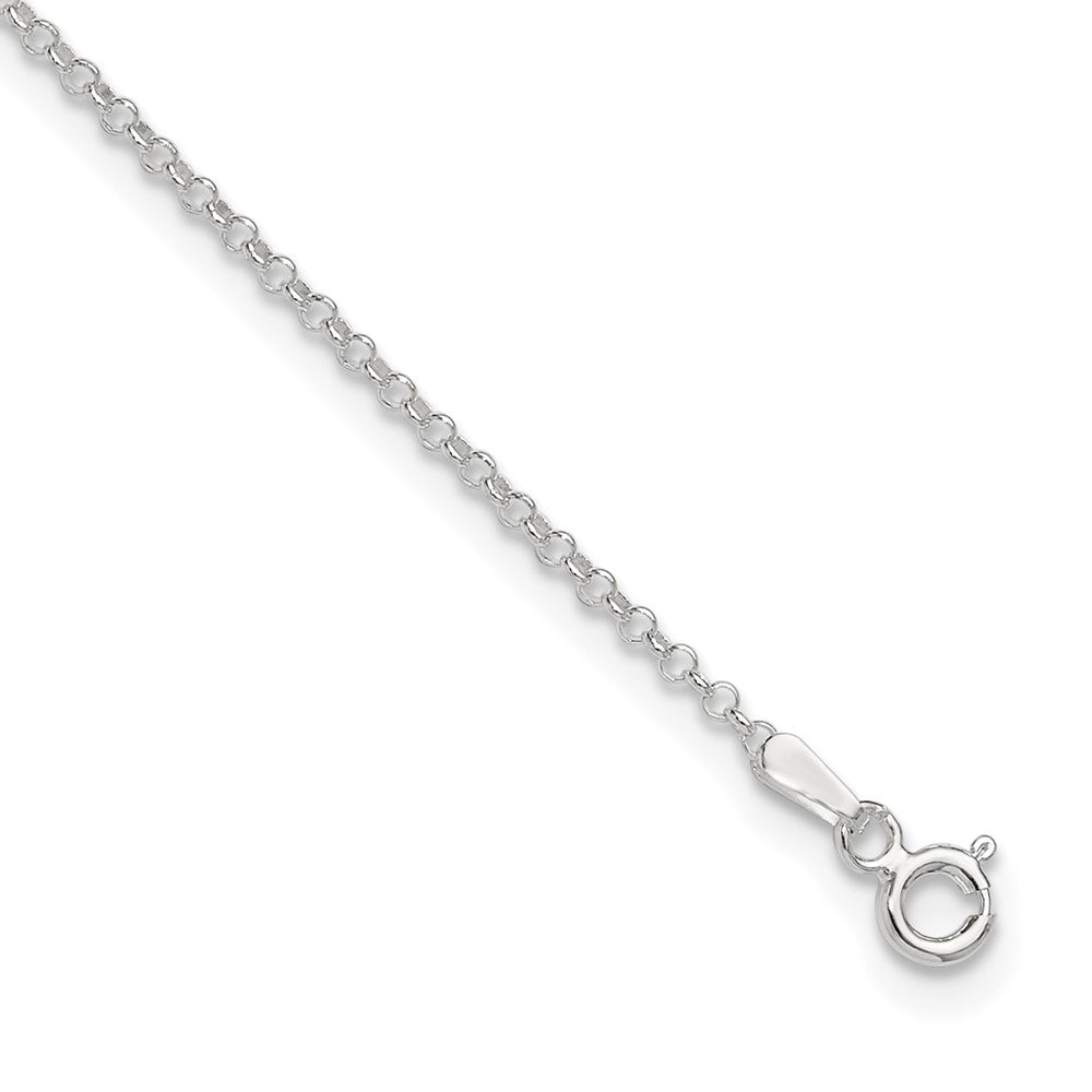 Sterling Silver 1.5mm Rolo 9in Plus 1in ext. Chain Anklet 9 inches