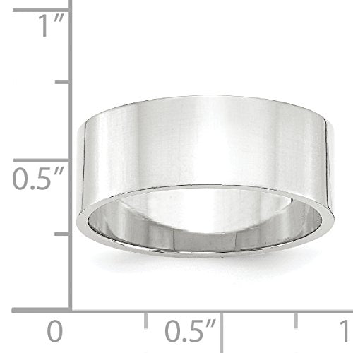 10k White Gold 8mm Lightweight Flat Wedding Band Size 10