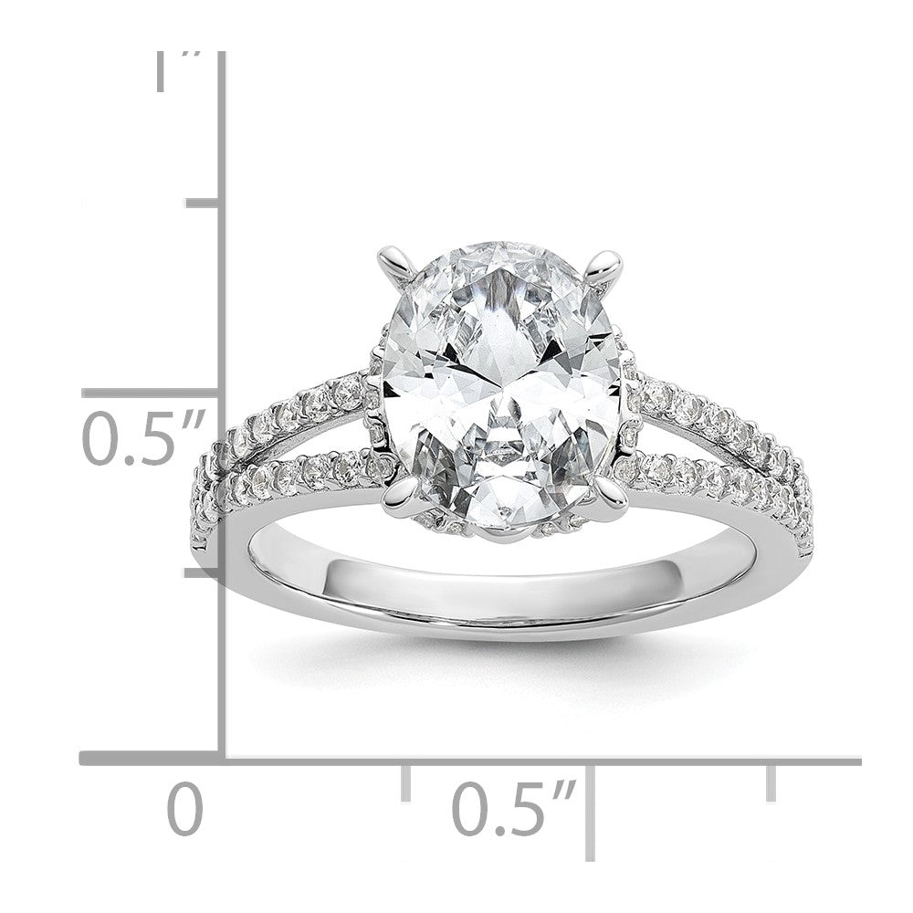 Cheryl M Sterling Silver Rhodium-plated Polished Fancy Oval CZ Ring