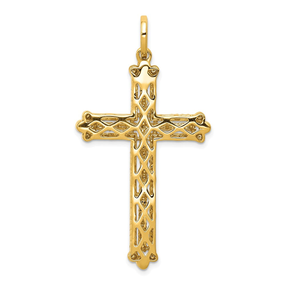 14k 1 carat Lab Grown Diamond VS/SI+ G+ Budded Fancy Cross Pendant