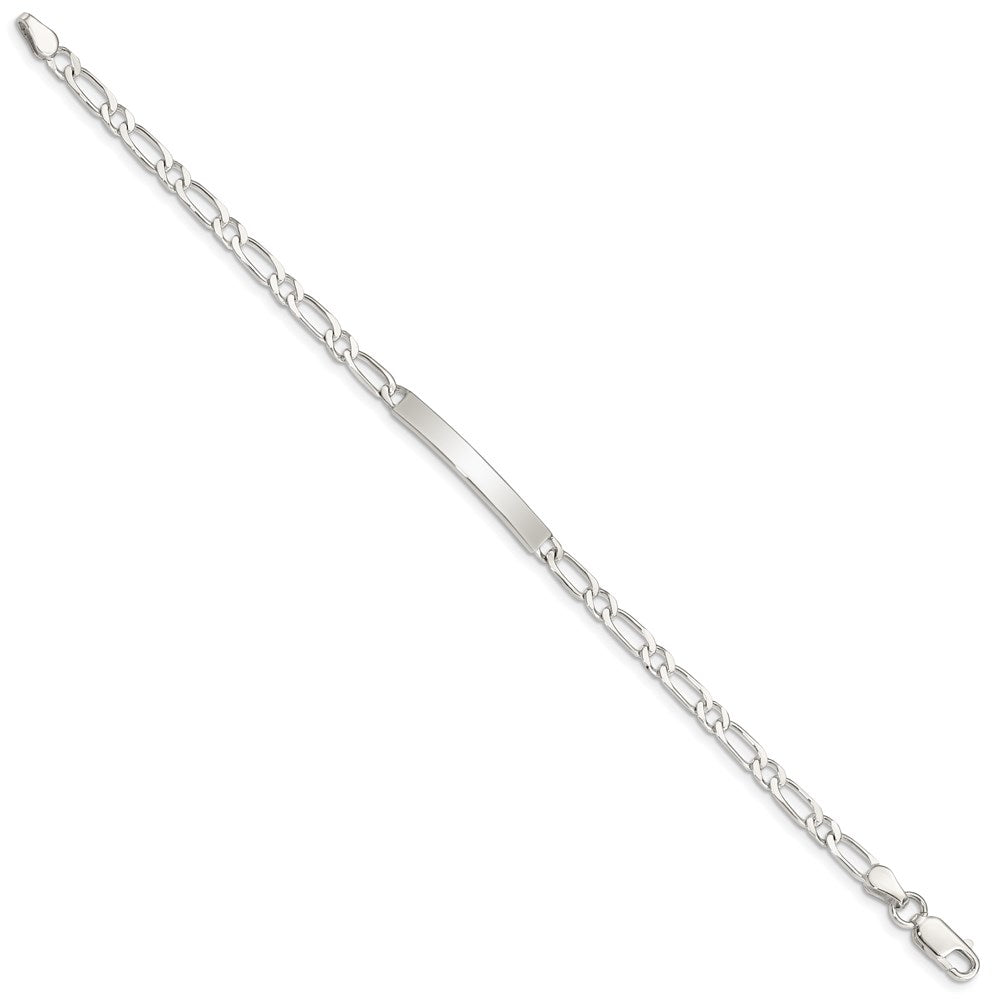 Sterling Silver 7inch Polished Engraveable 1 Figaro Link ID Bracelet 7 inches