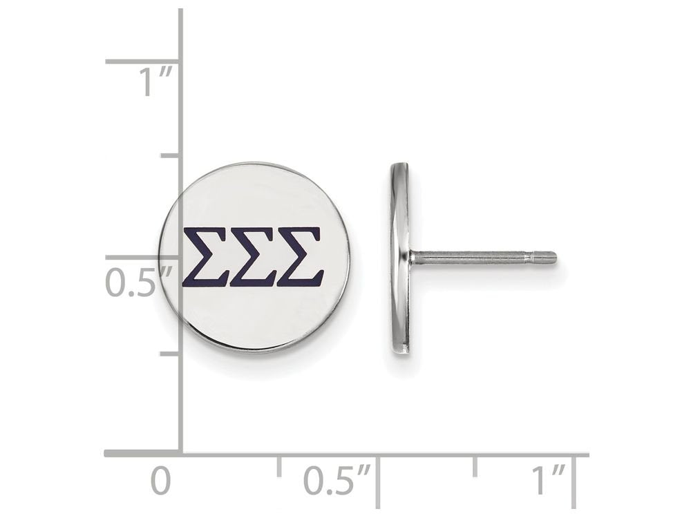 Sterling Silver Official Licensed Greek Sororities Sigma Sigma Sigma (???) Enameled Post Earrings