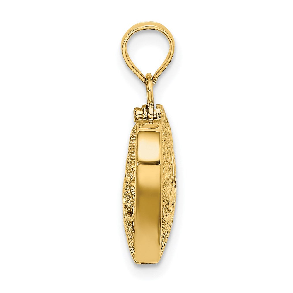 14K 3-D Reversible Heart Opens Charm