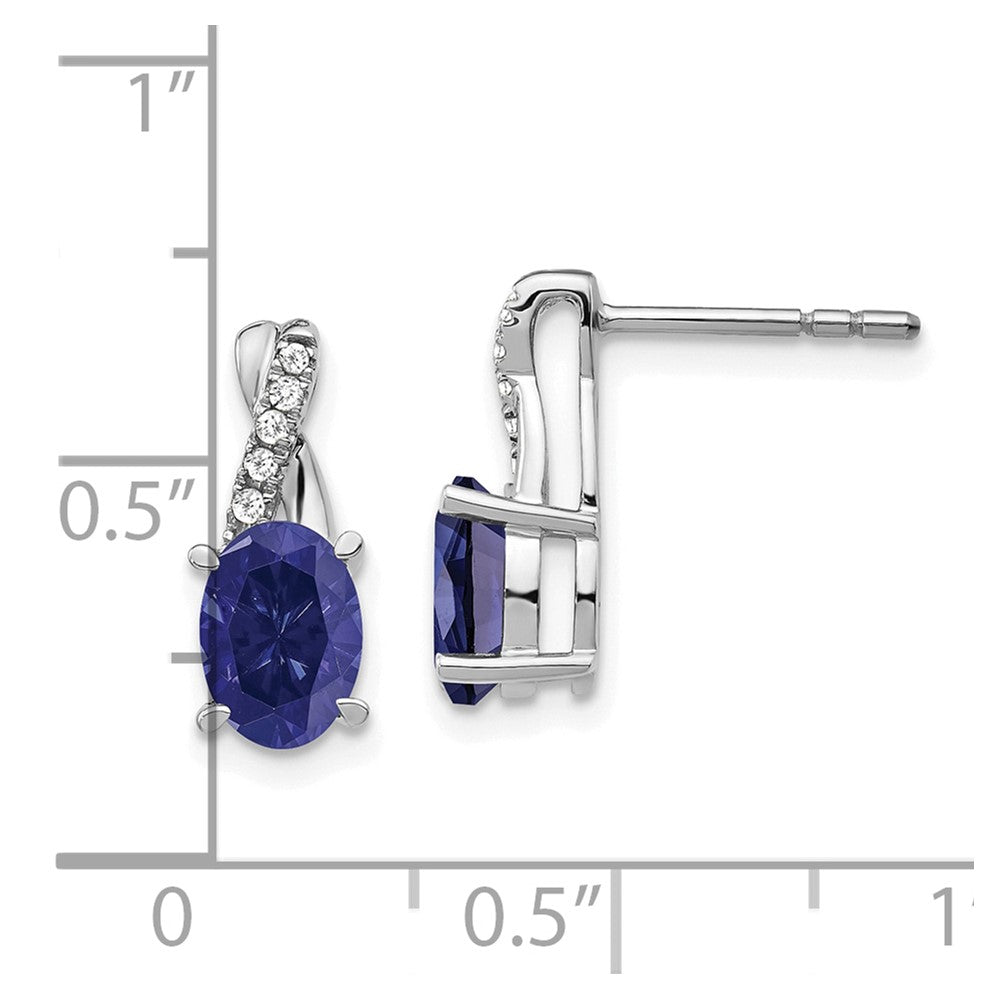 14k White Gold Sapphire and Diamond Earrings