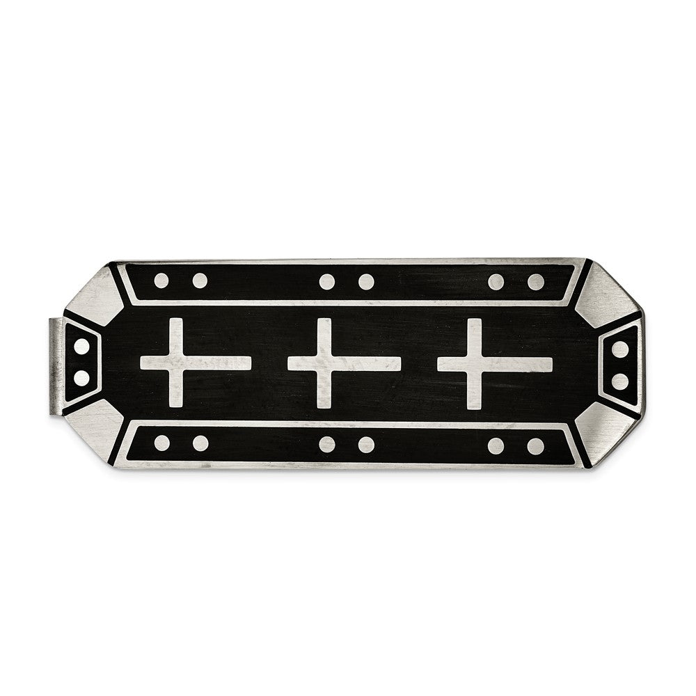 Stainless Steel Cross, Money Clip, Key Chain & Cuff Link w/ Black IP Box