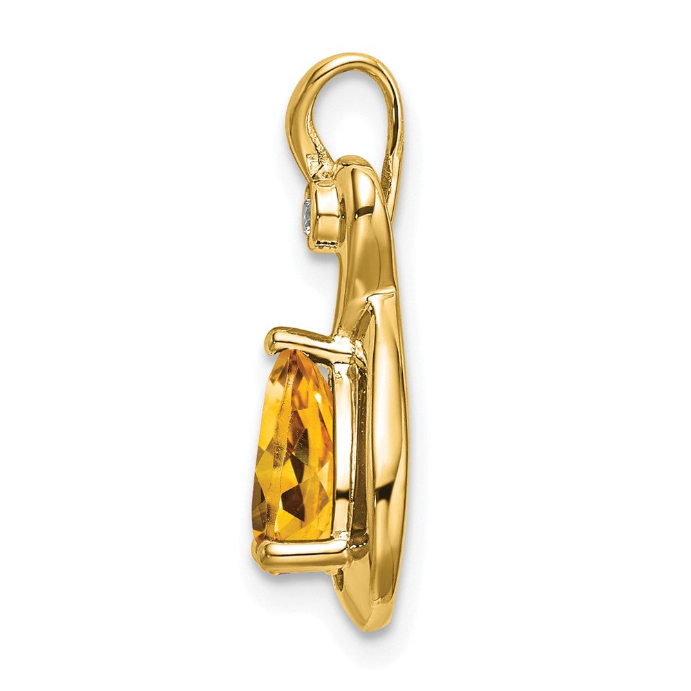 14k Pear Citrine and Diamond Pendant