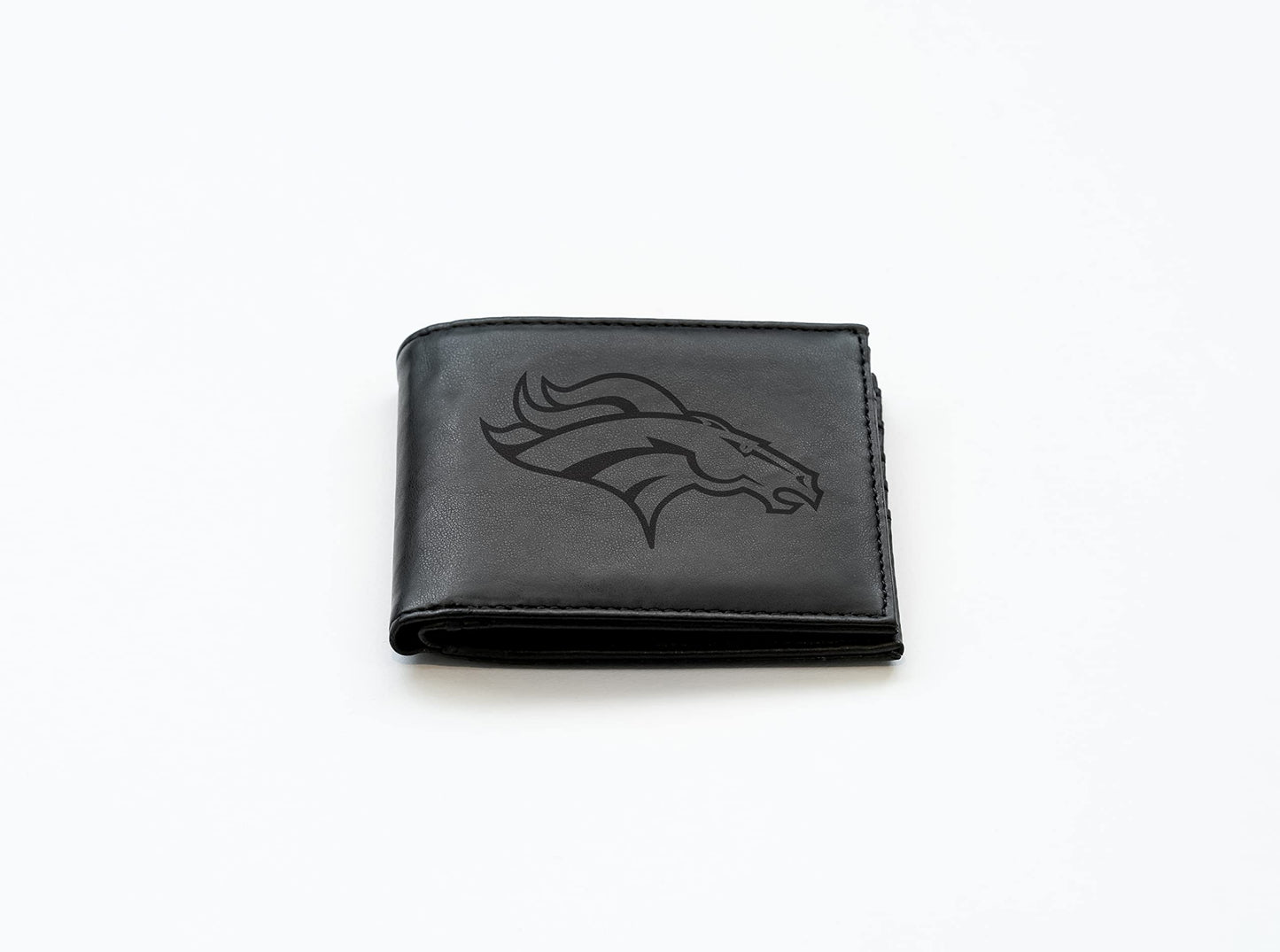Rico Industries Football Denver Broncos Black Laser Engraved Bill-fold Wallet - Slim Design - Great Gift