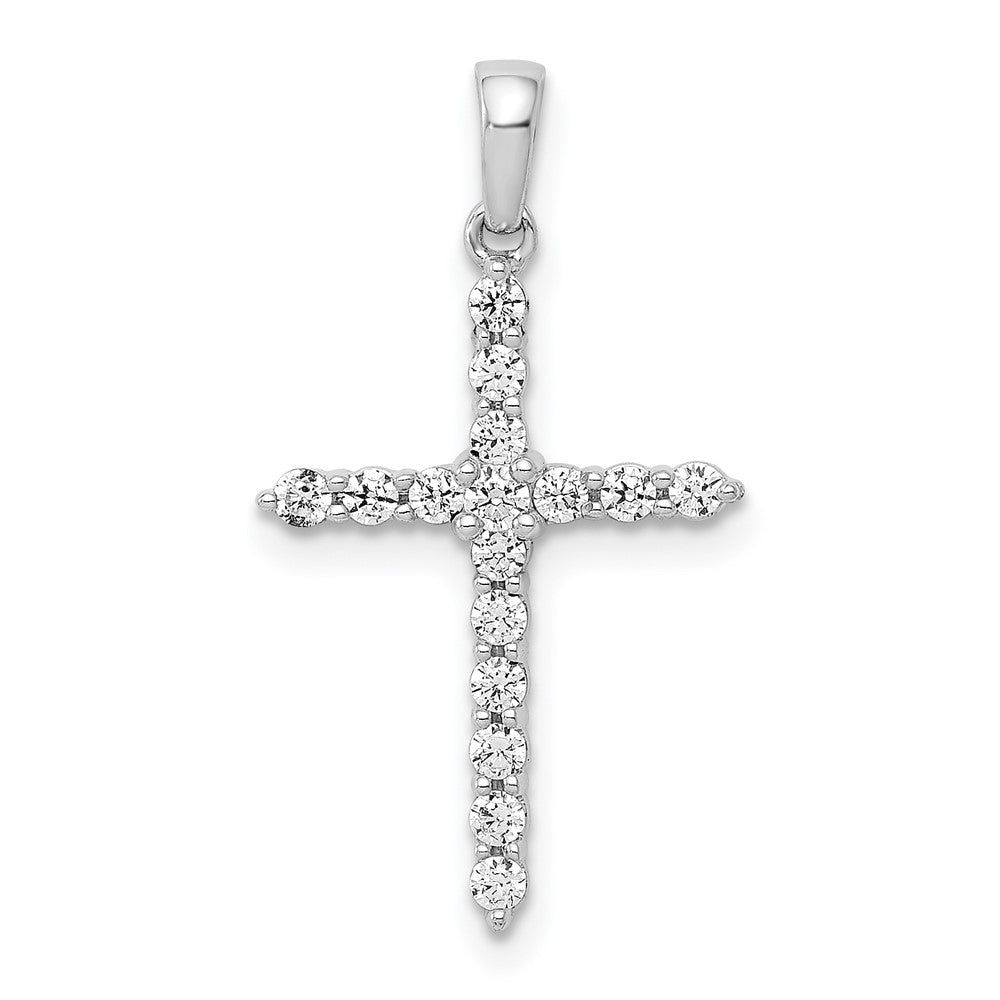 14k White Gold 1/4 carat Lab Grown Diamond VS/SI+ G+ Cross Pendant