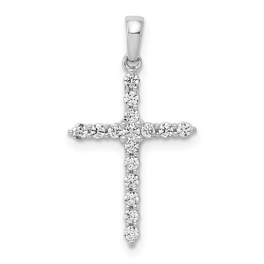 14k White Gold 1/4 carat Lab Grown Diamond VS/SI+ G+ Cross Pendant