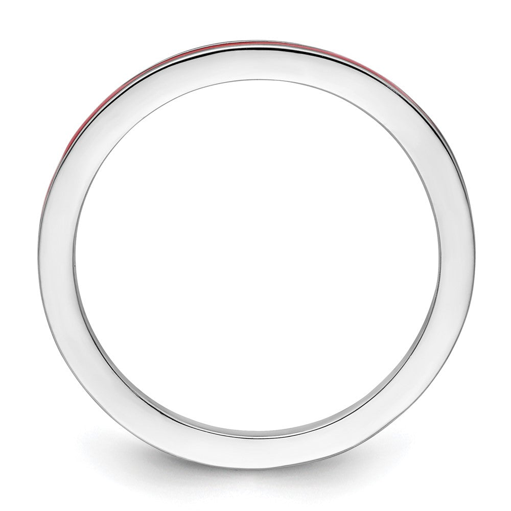 Sterling Silver Stackable Expressions Red Enameled 1.5mm Ring Size -8