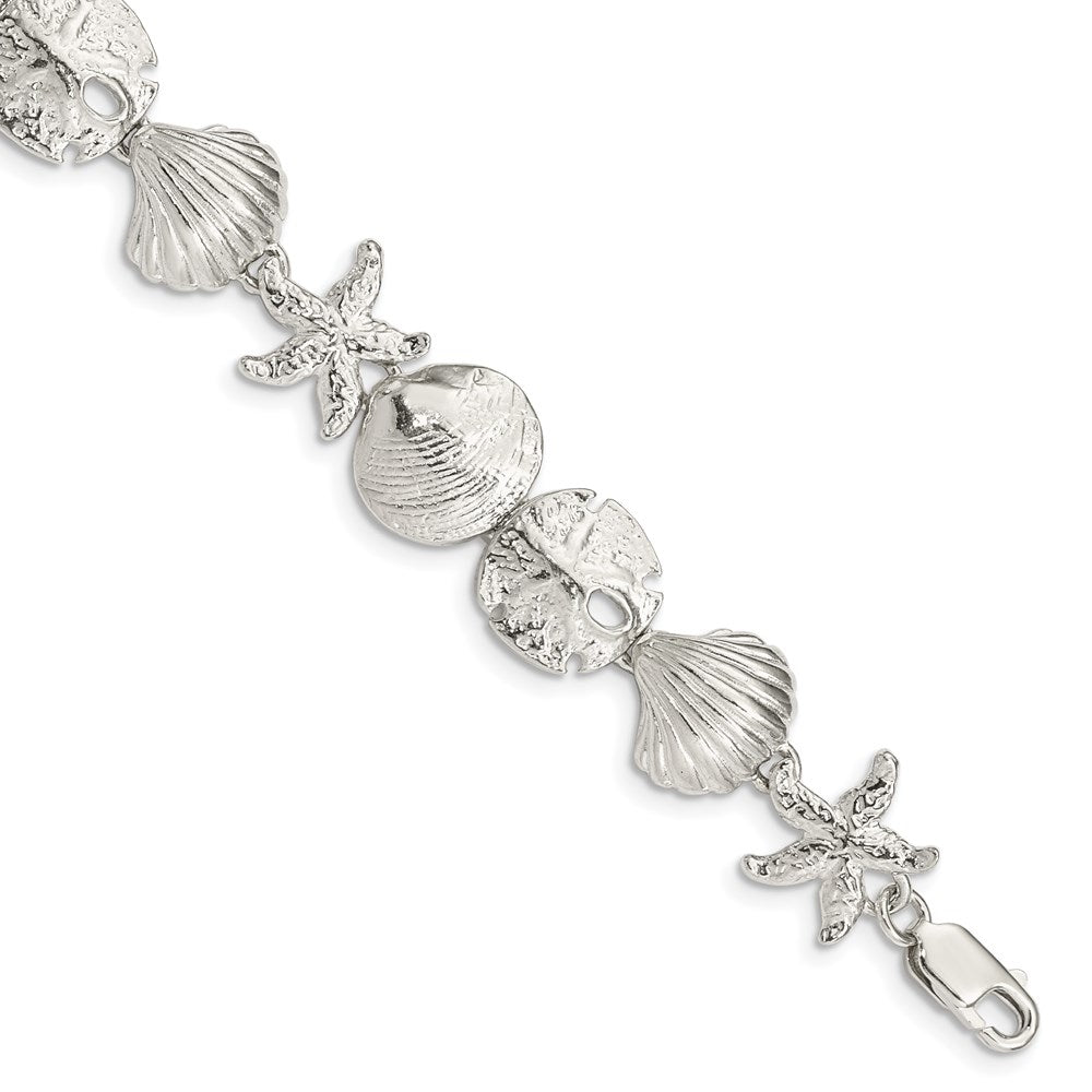Sterling Silver Seashells Bracelet 7 inches