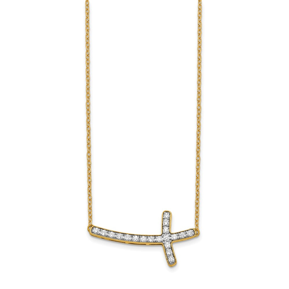 14k Diamond Sideways Cross 18in Necklace