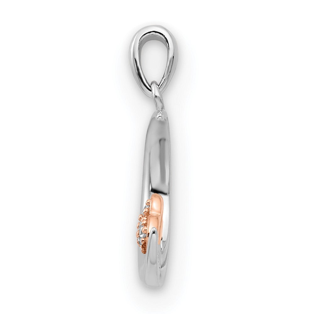 SS/10k Diamond Heart and Moon Pendant Necklace