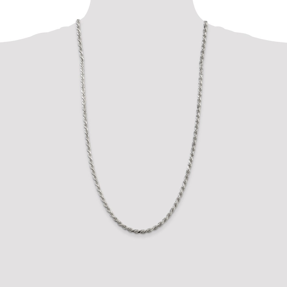 Sterling Silver 4.25mm Diamond-cut Rope Chain 28 Inches