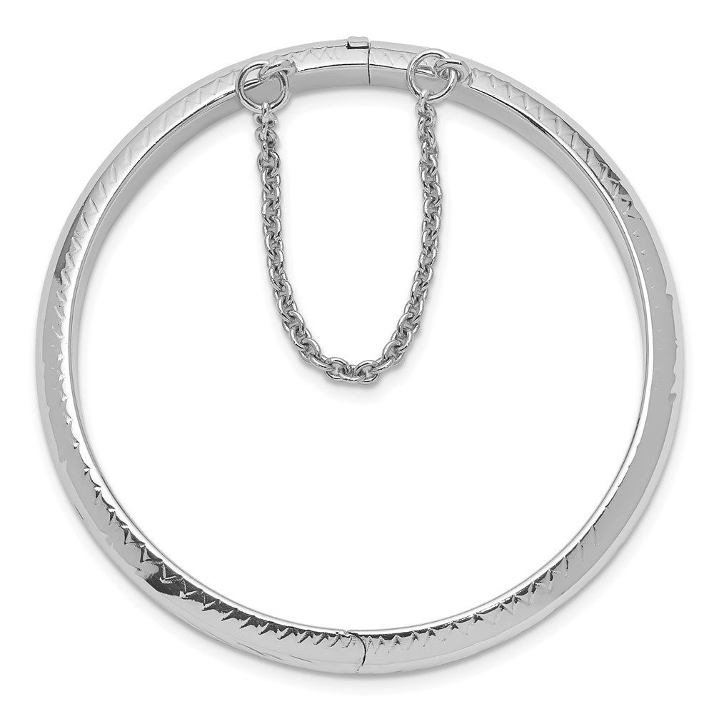Sterling Silver RH-plated Polished D/C 5mm Hinged Baby Bangle Bracelet 5.5 inches