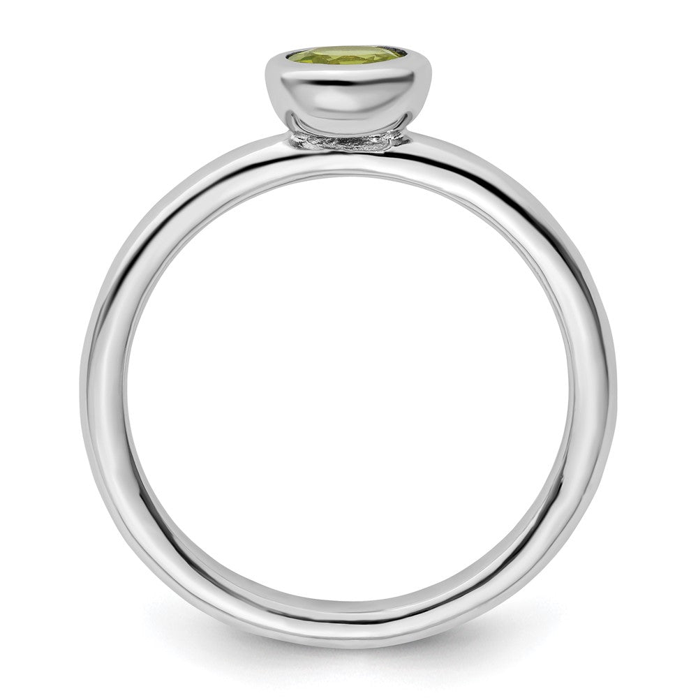 Sterling Silver Stackable Expressions Low 5mm Round Peridot Ring Size -6
