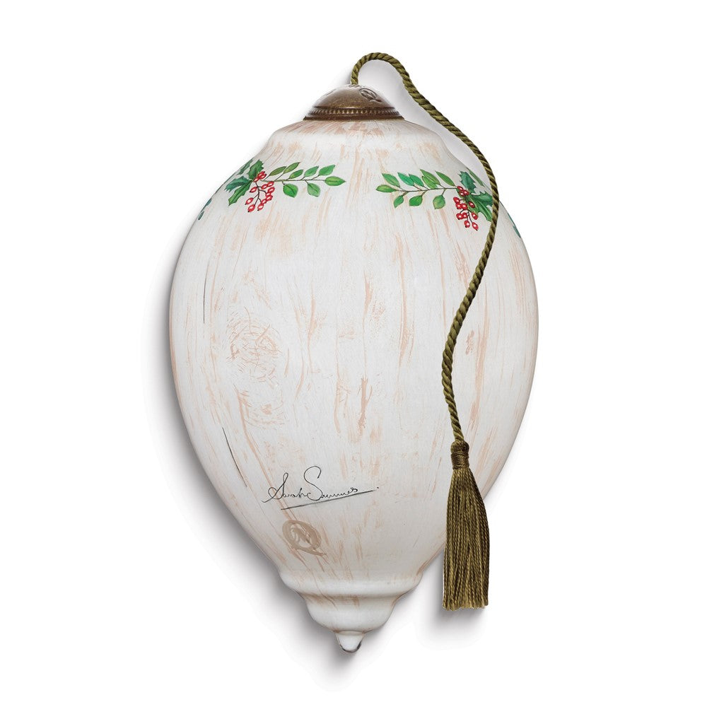 Neqwa Art Wishing You a Cozy Christmas by Sarah Summers Hand-painted Glass Ornament