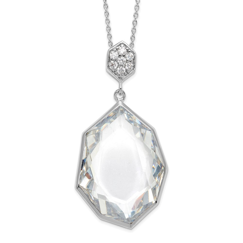 Sterling Silver Rhodium-plated CZ Pendant 18 inch Necklace