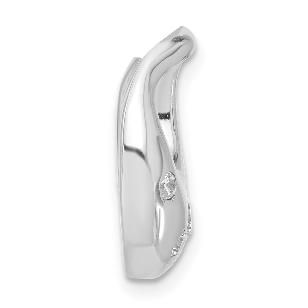 Sterling Silver Rhodium-plated CZ Circle Pendant Slide