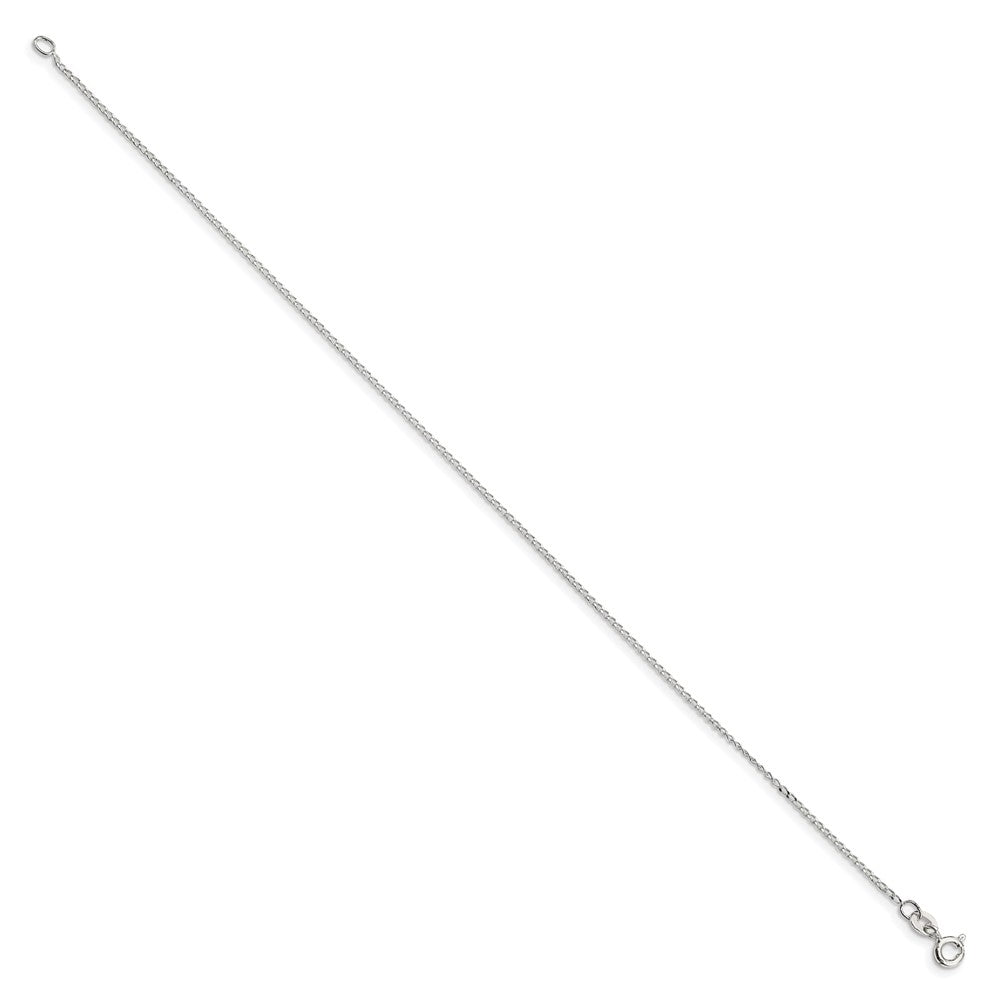 Sterling Silver 1mm Open Elongated Link Curb Chain Anklet 10 inches