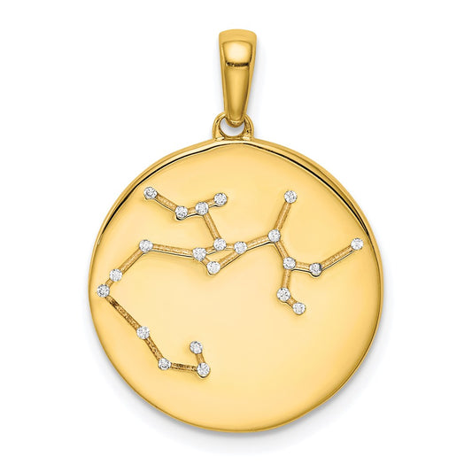 Sterling Silver Gold-plated & CZ Sagittarius Zodiac Pendant