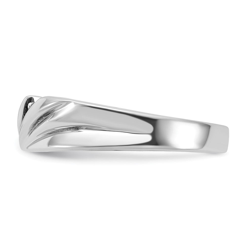 Sterling Silver Polished Ridged Diamond Men's Band