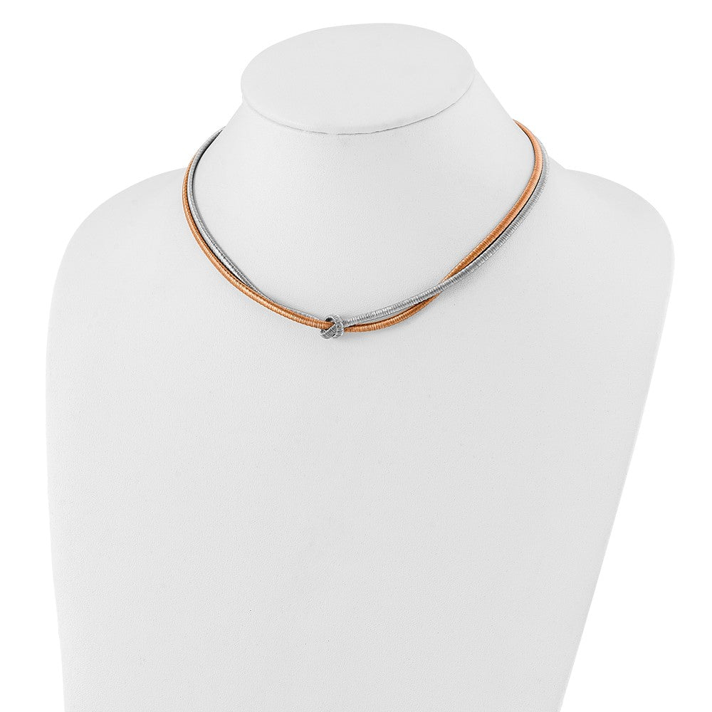 Sterling Silver & Rose Gold-plated Multistrand Knot w/ 2in Ext Necklace