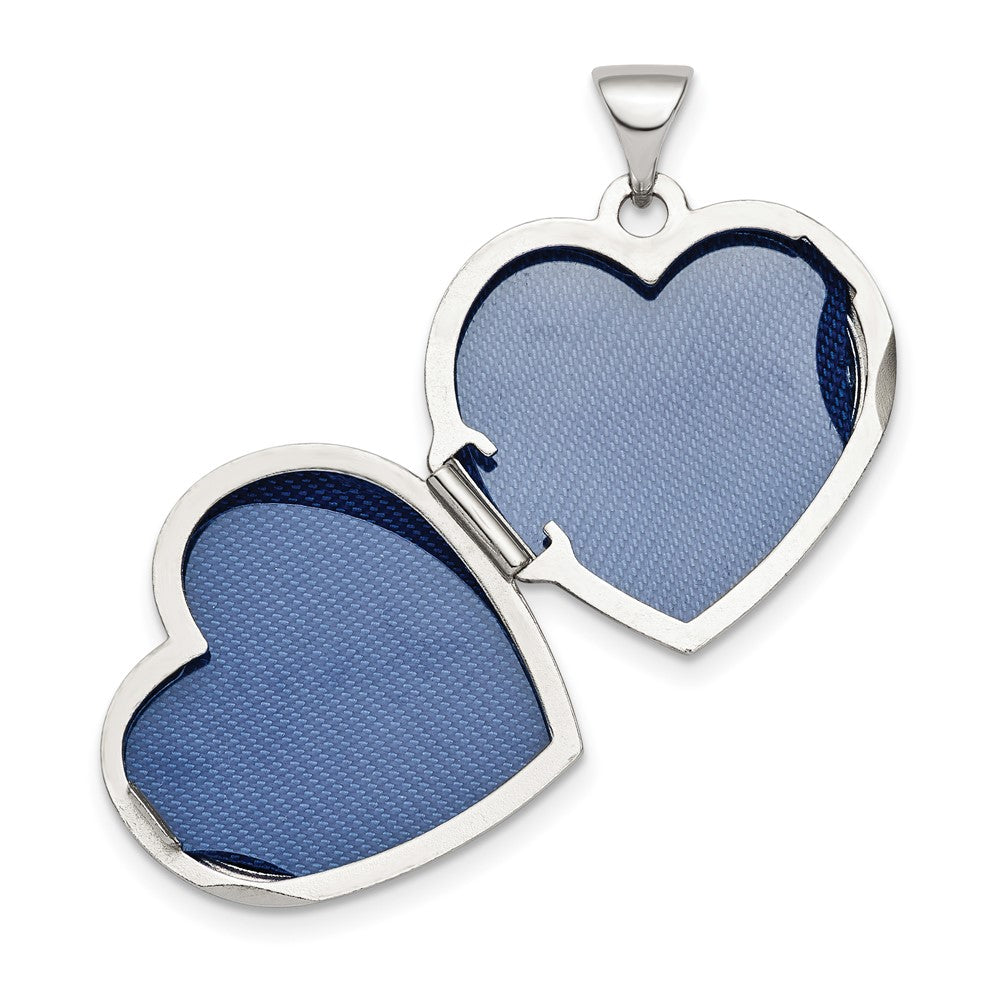 Sterling Silver Rhod-plate Rose & Gold-tone Flower I Love You Heart Locket