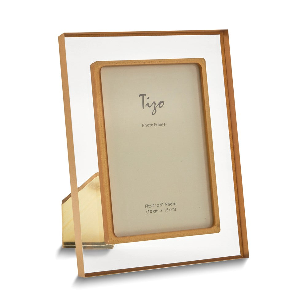Lucite Gold-tone Border 4x6 Photo Frame