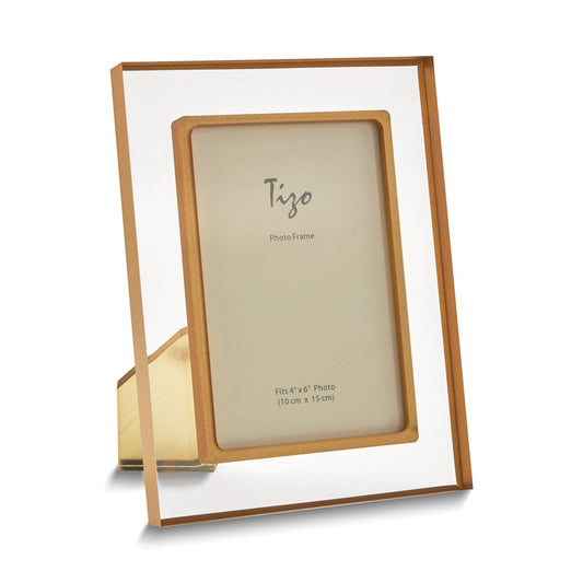 Lucite Gold-tone Border 4x6 Photo Frame