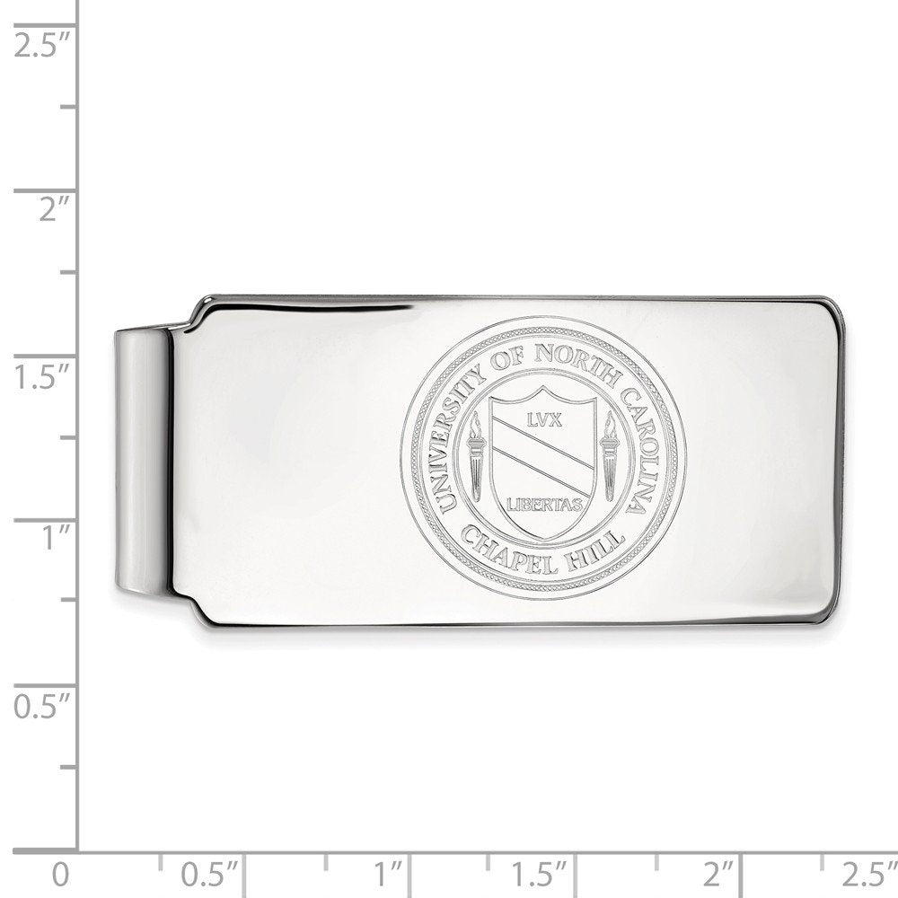 Sterling Silver Rhodium-plated LogoArt University of North Carolina Crest Money Clip Q-SS061UNC