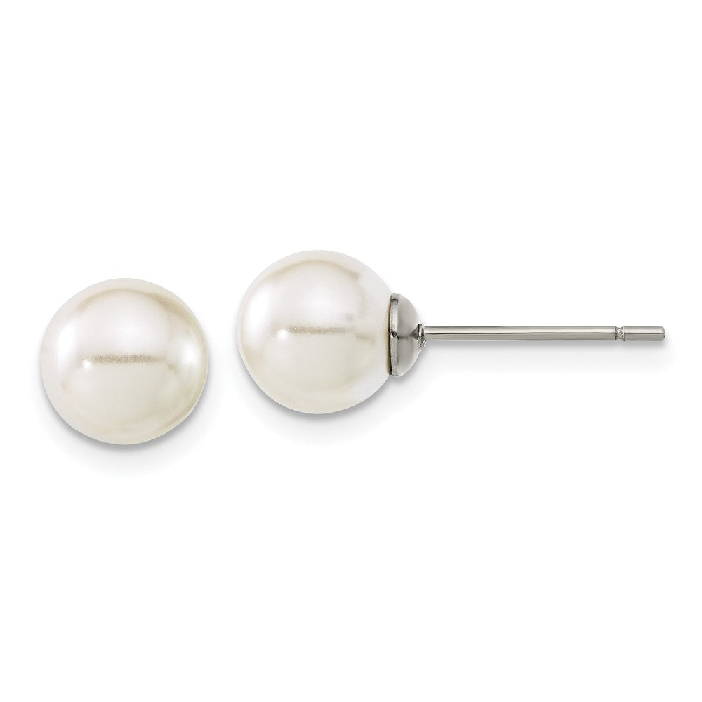 Titanium Polished 7.75mm Imitation Pearl Post Earrings