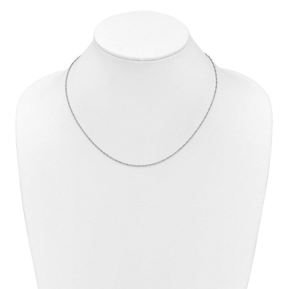 10k White Gold  1.5mm Singapore 1in+1in Adjustable Chain