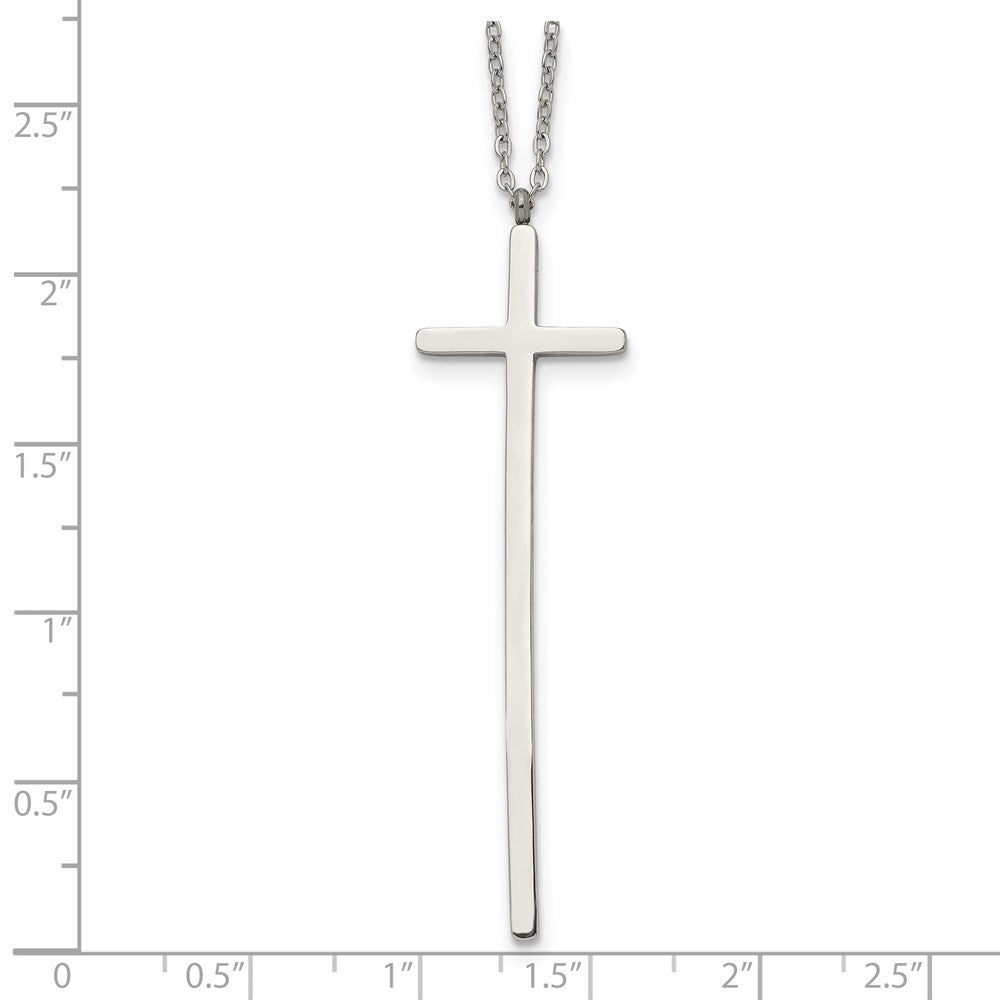 Stainless Steel Polished Cross 30in Necklace