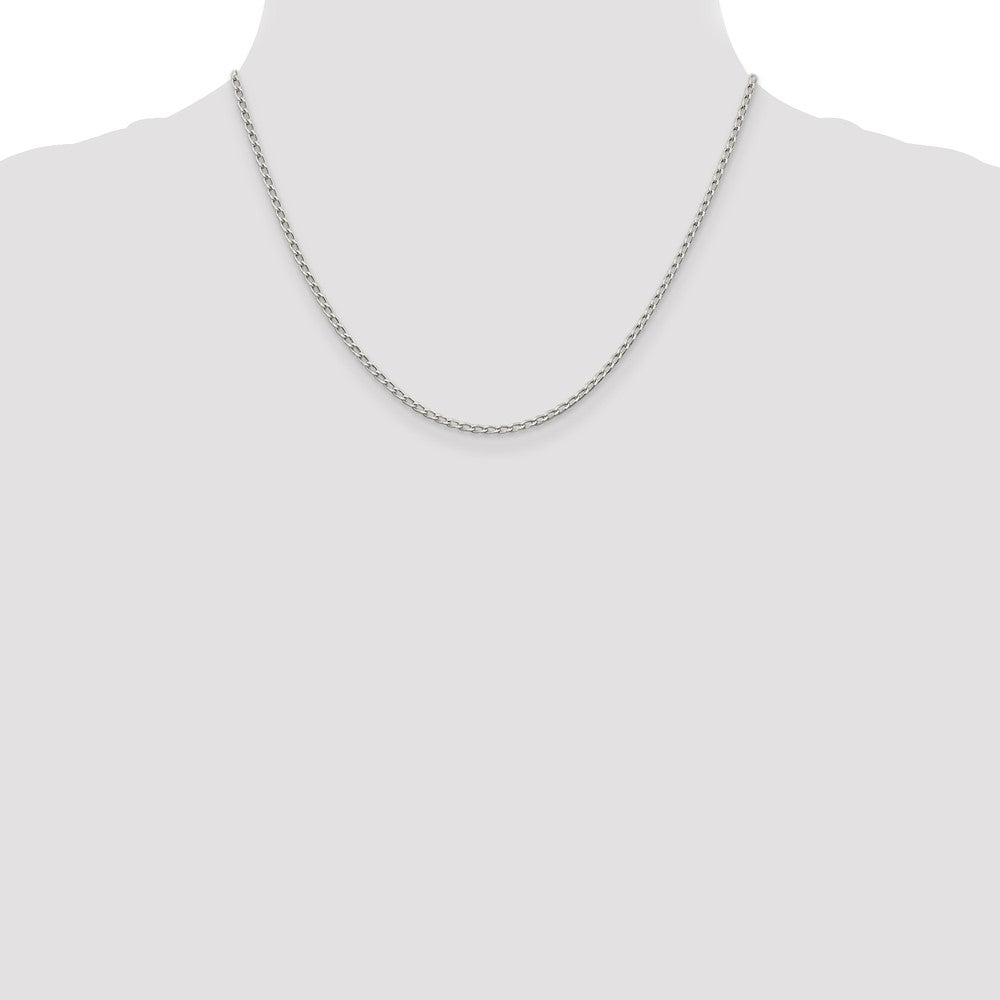 Sterling Silver 2mm Open Elongated Link Chain 18 Inches