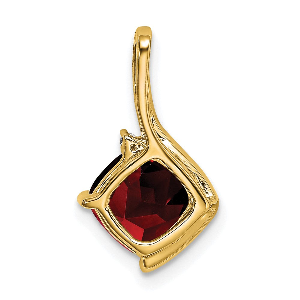 14k Cushion Garnet and Diamond Pendant