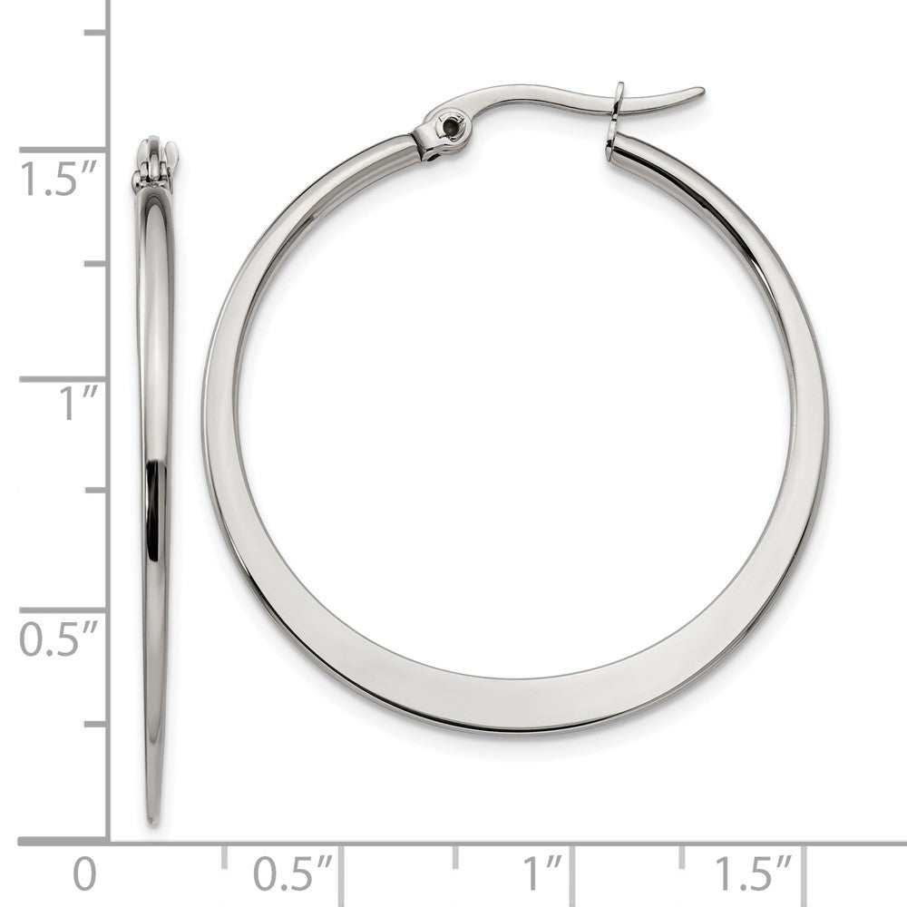 Stainless Steel Polished 34mm Diameter Hoop Earrings