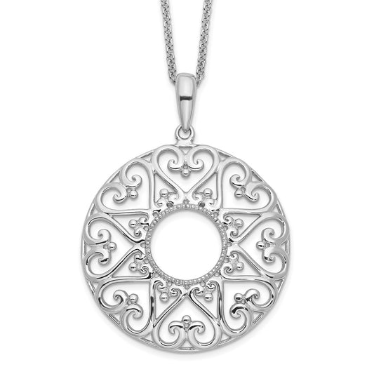 Sentimental Expressions Sterling Silver Rhodium-plated Polished Family Heart Strings 18in Necklace 18 Inches
