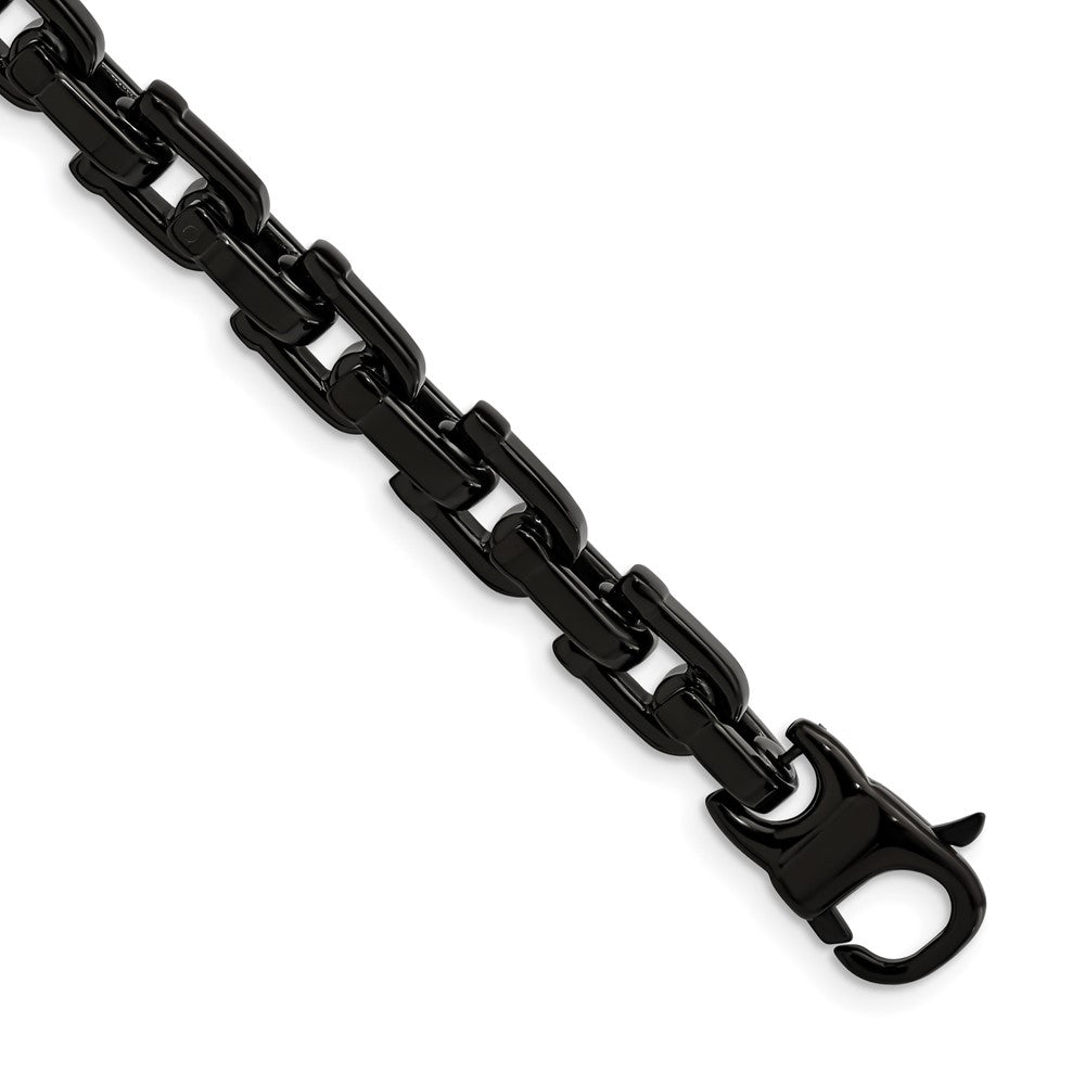 Stainless Steel Polished Black IP-plated 8.5in Fancy Link Bracelet 8.5 inches